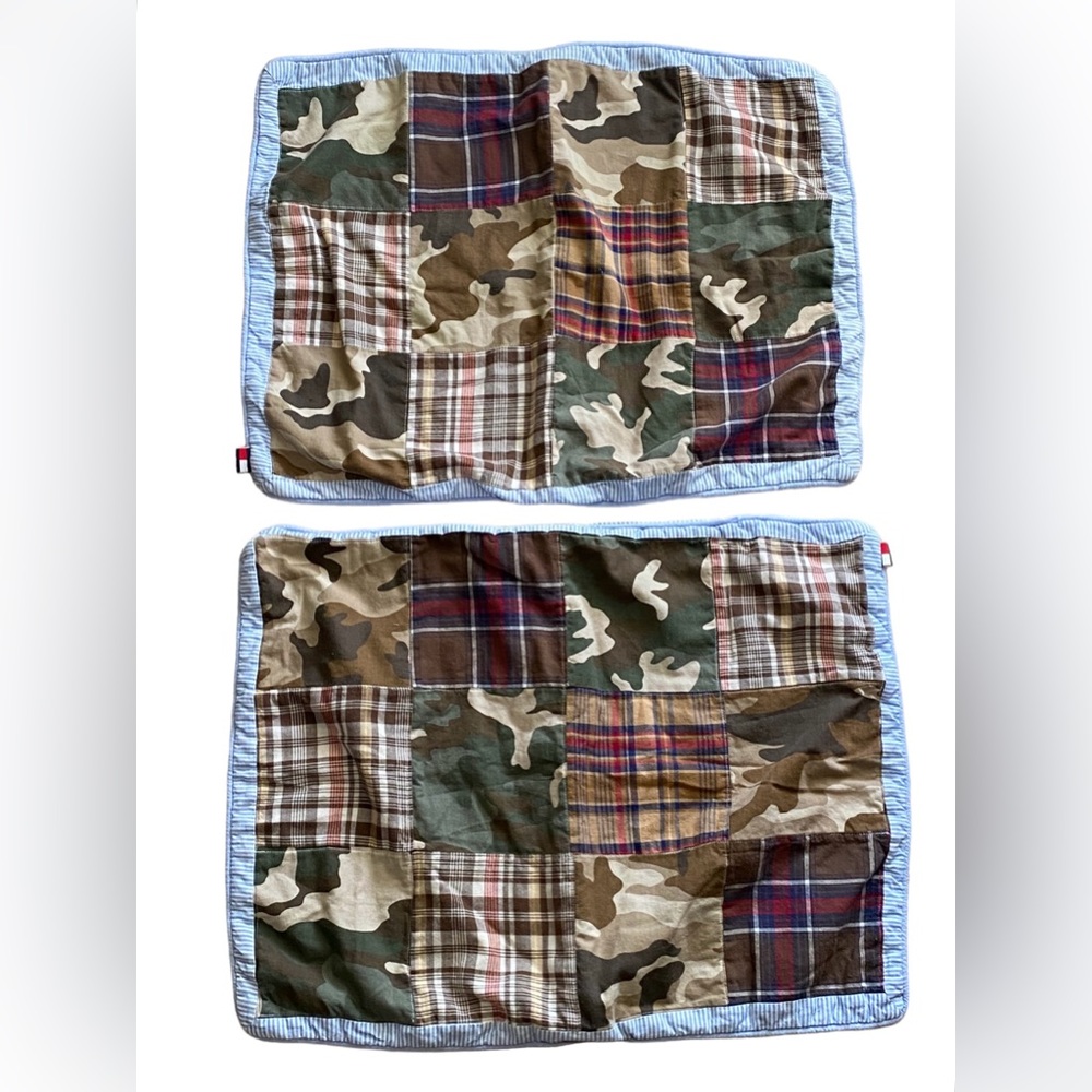 Tommy Hilfiger Camo Madras Plaid Patchwork sham set ‎ pillowcase pair